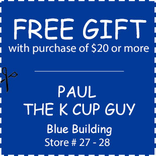 Coupon for Paul the K cup Guy at the Walnut Creek Amish Fleamarket in Ohio