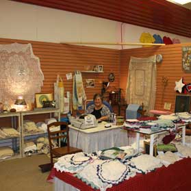 Linen Cove Hand crochet doilies & tablecloths at the Walnut Amish Flea Market