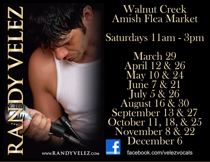 Randy Velez performing at The Walnut Creek Amish Flea Market